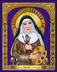 Wood Plaque - St. Catherine of Bologna by B. Nippert