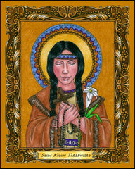 Wood Plaque - St. Kateri Tekakwitha by B. Nippert