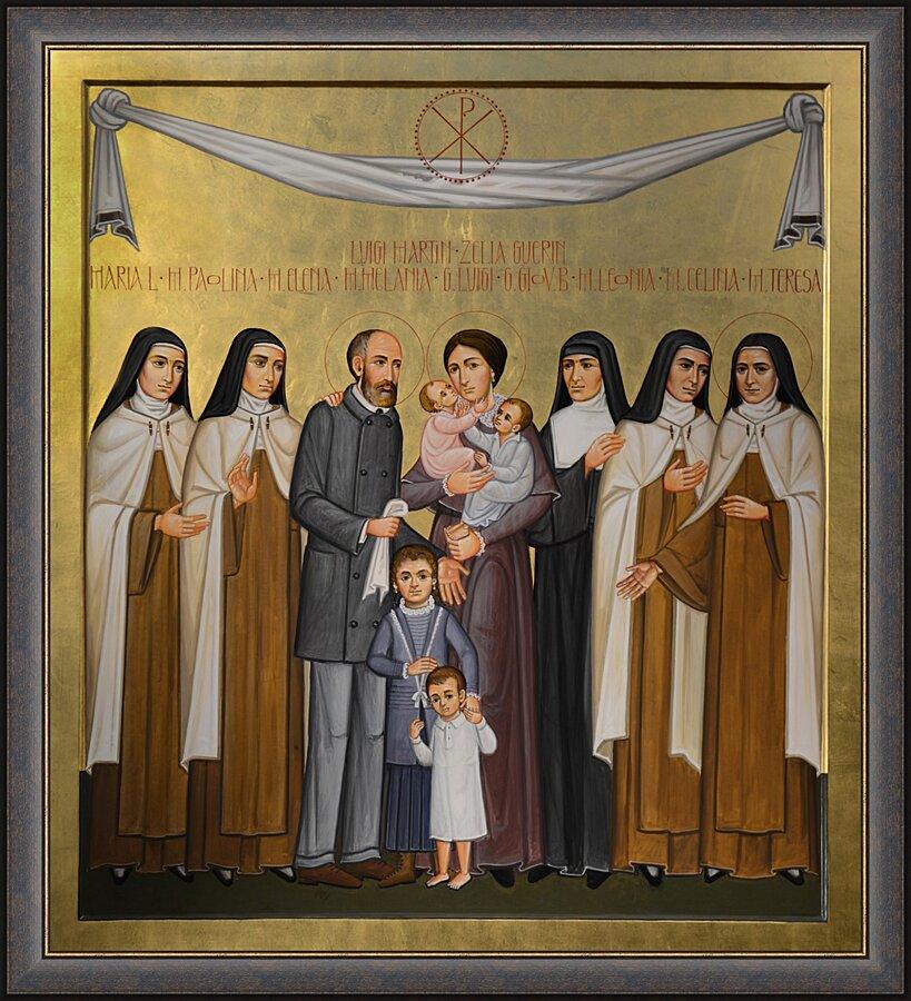 Wall Frame Espresso - Sts. Louis and Zélie Martin with St. Thérèse of Lisieux and Siblings by Paolo Orlando