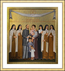 Wall Frame Gold - Sts. Louis and Zélie Martin with St. Thérèse of Lisieux and Siblingsby Paolo Orlando