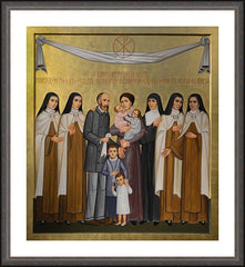 Wall Frame Espresso - Sts. Louis and Zélie Martin with St. Thérèse of Lisieux and Siblingsby Paolo Orlando