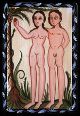 Wood Plaque - Adam and Eve by A. Olivas