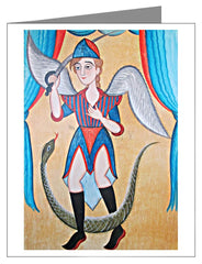 Custom Text Note Card - St. Michael Archangel by A. Olivas