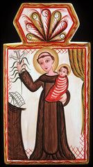 Wood Plaque - St. Anthony of Padua by A. Olivas