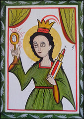 Wood Plaque - St. Barbara by A. Olivas