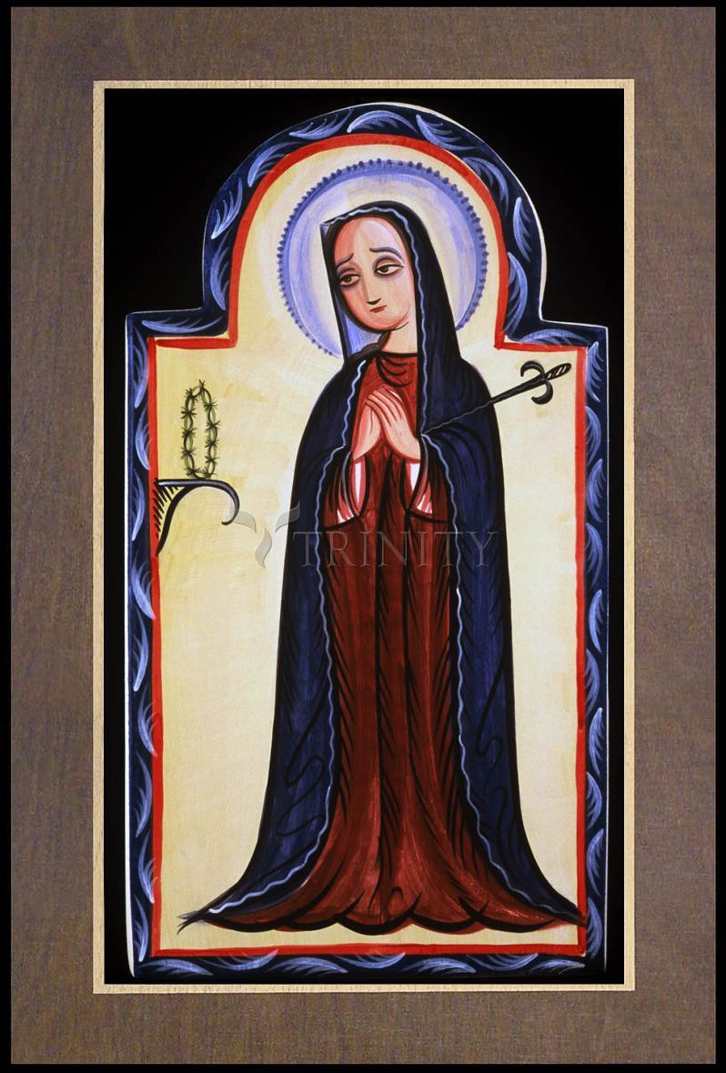 Mater Dolorosa - Mother of Sorrows - Wood Plaque Premium by Br. Arturo Olivas, OFS - Trinity Stores
