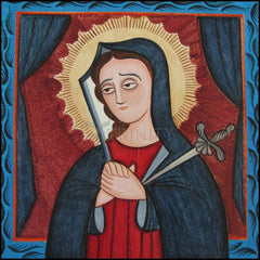 Wood Plaque - Mater Dolorosa - Mother of Sorrows by A. Olivas