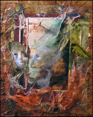 Wood Plaque - Faces Amidst Tattered Shroud by B. Gilroy