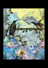 Holy Card - Birds Singing Above White Heron by B. Gilroy