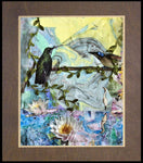 Wood Plaque Premium - Birds Singing Above White Heron by B. Gilroy