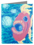 Custom Text Note Card - Fish Blowing Bubbles by B. Gilroy