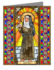 Custom Text Note Card - St. Clare of Assisi by B. Nippert