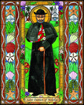 Wood Plaque - St. Damien of Molokai by B. Nippert