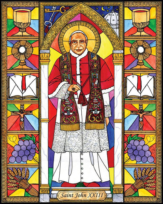 St. John XXIII - Wood Plaque by Brenda Nippert - Trinity Stores