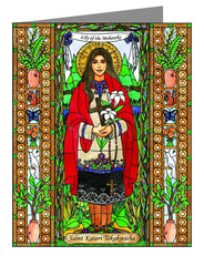 Custom Text Note Card - St. Kateri Tekakwitha by B. Nippert