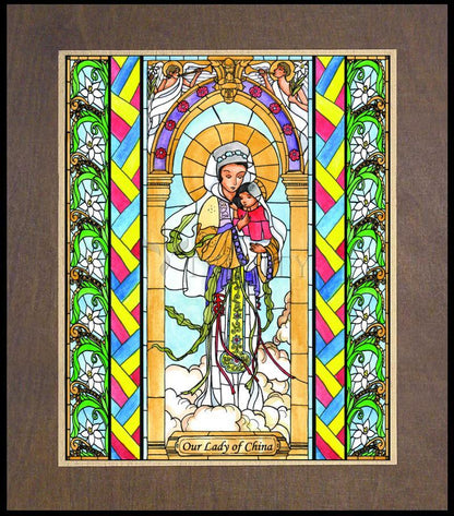 Our Lady of China - Wood Plaque Premium