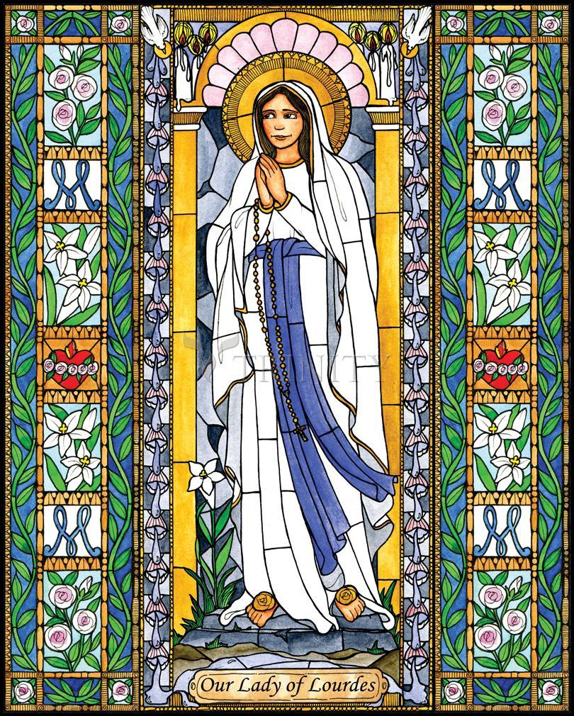 Our Lady of Lourdes - Wood Plaque by Brenda Nippert - Trinity Stores