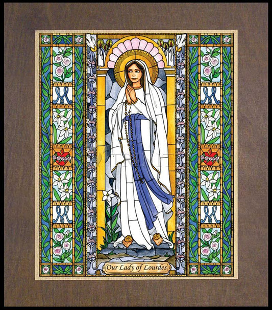 Our Lady of Lourdes - Wood Plaque Premium