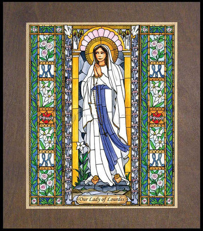 Our Lady of Lourdes - Wood Plaque Premium by Brenda Nippert - Trinity Stores