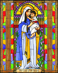 Wood Plaque - Our Lady of the Rosary by B. Nippert