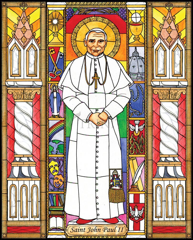 St. John Paul II - Wood Plaque by Brenda Nippert - Trinity Stores