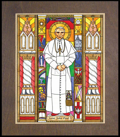 St. John Paul II - Wood Plaque Premium by Brenda Nippert - Trinity Stores