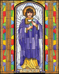 Wood Plaque - St. Raphael Archangel by B. Nippert