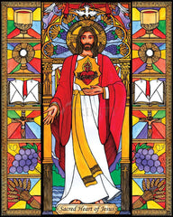 Wood Plaque - Sacred Heart of Jesus by B. Nippert