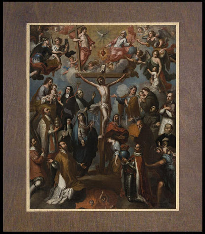 Allegory of Crucifixion with Jesuit Saints - Wood Plaque Premium