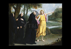 Holy Card - St. Benedict of Nursia - Angel Pointing to Monastery of Mont Cassino by Museum Art