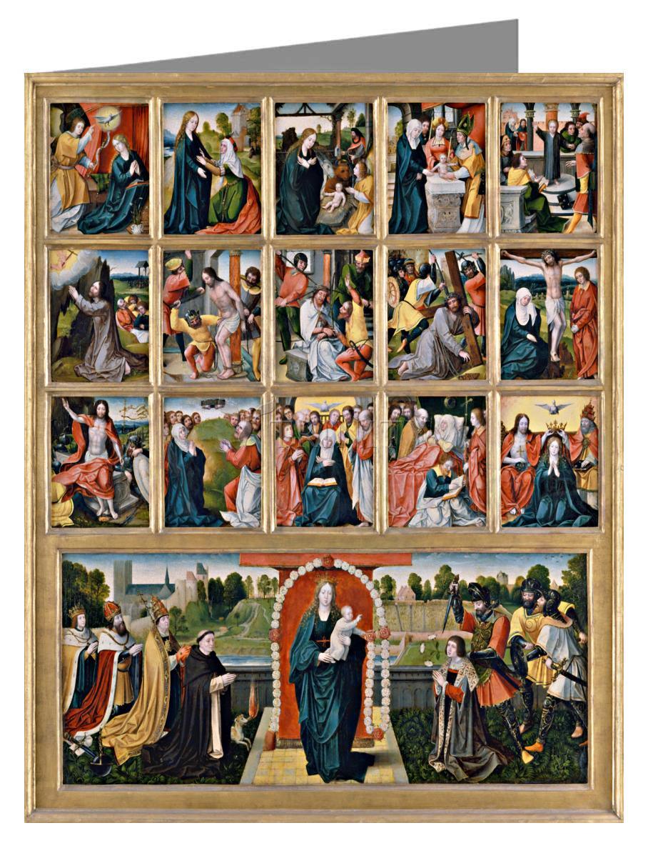 Fifteen Mysteries and Mary of the Rosary - Note Card