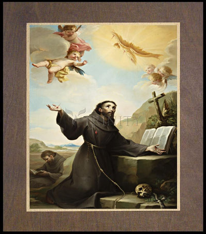 St. Francis of Assisi Receiving Stigmata - Wood Plaque Premium