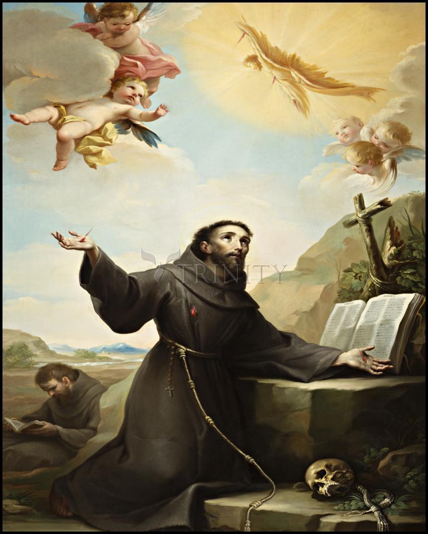 St. Francis of Assisi Receiving Stigmata - Wood Plaque