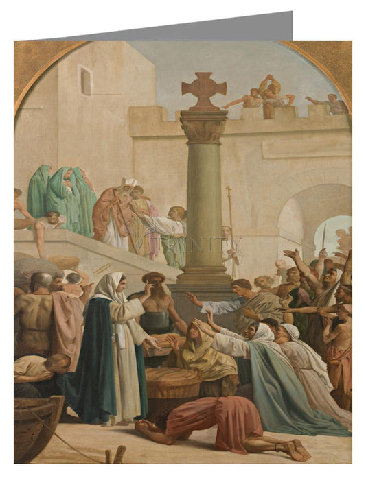 St. Genevieve Distributing Bread to Poor During Siege of Paris - Note Card Custom Text