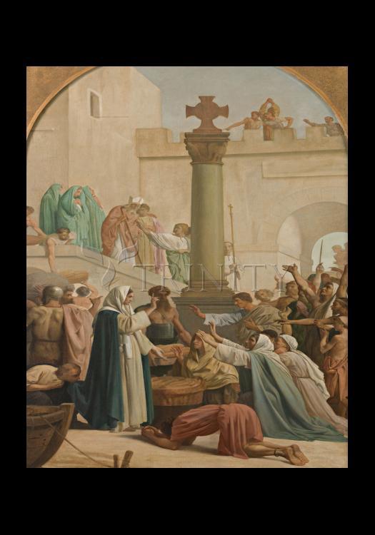 St. Genevieve Distributing Bread to Poor During Siege of Paris - Holy Card