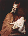 Wood Plaque - St. Simeon Holding Christ Child by Museum Art