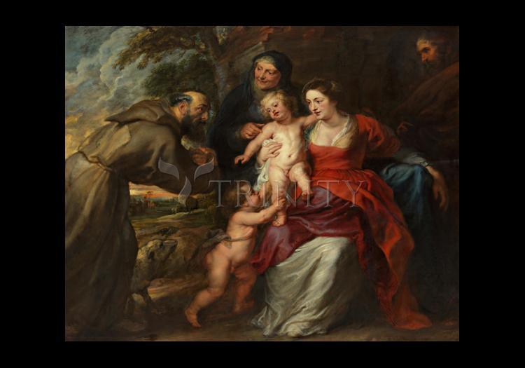 Holy Family with Sts. Francis and Anne and Infant St. John the Baptist - Holy Card