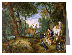 Custom Text Note Card - Vision of St. Hubert by Museum Art