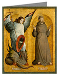 Custom Text Note Card - Sts. Michael Archangel and Francis of Assisi by Museum Art
