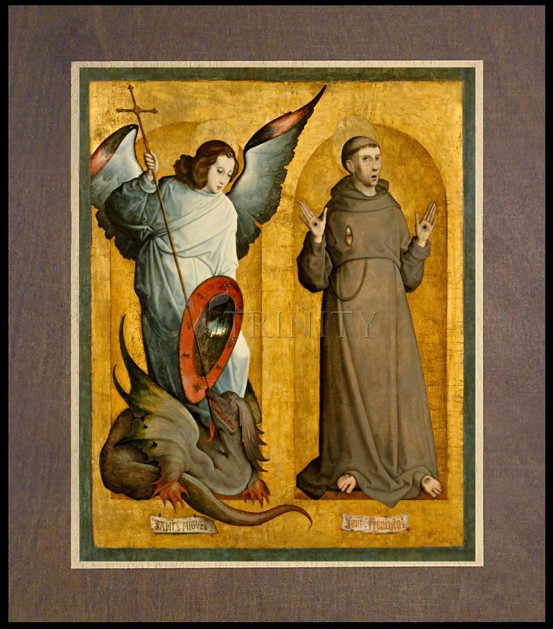 Sts. Michael Archangel and Francis of Assisi - Wood Plaque Premium