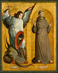 Wood Plaque - Sts. Michael Archangel and Francis of Assisi by Museum Art