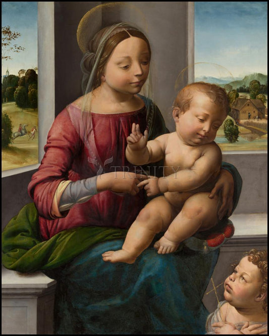 Madonna and Child with Young St. John the Baptist - Wood Plaque