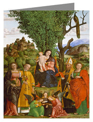 Custom Text Note Card - Madonna and Child with Saints by Museum Art