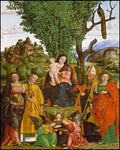 Wood Plaque - Madonna and Child with Saints by Museum Art