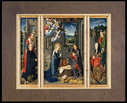 Nativity with Donors and Sts. Jerome and Leonard - Wood Plaque Premium by Museum Classics - Trinity Stores