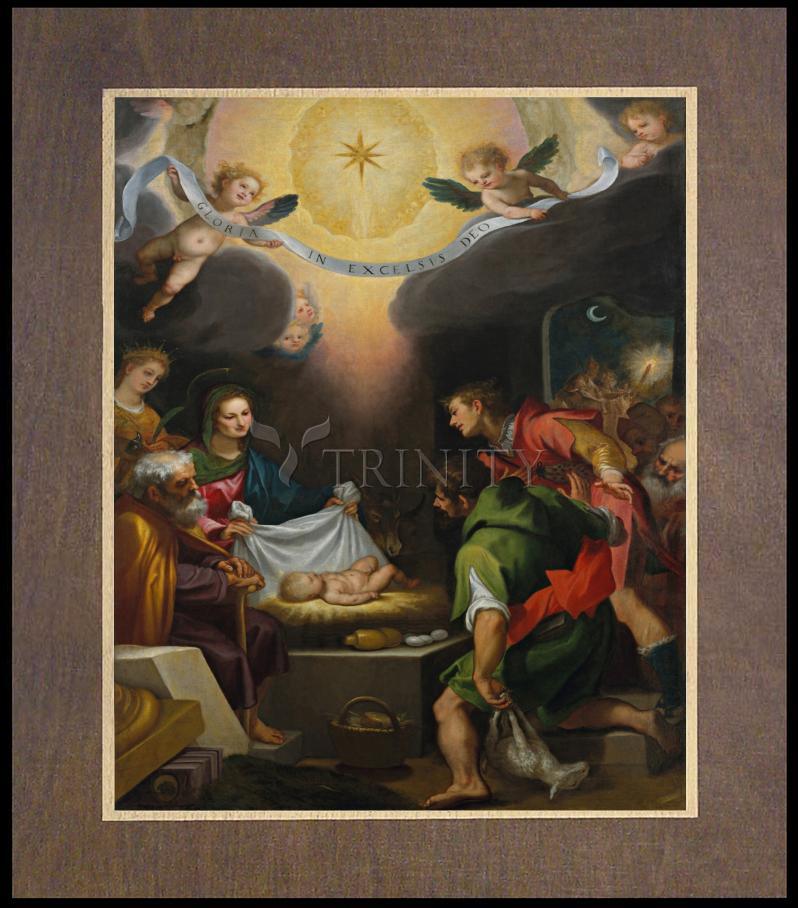 Adoration of the Shepherds with St. Catherine of Alexandria - Wood Plaque Premium