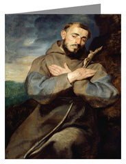 Custom Text Note Card - St. Francis of Assisi by Museum Art