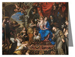 Custom Text Note Card - Mary and Child Between Theological Virtues and Saints by Museum Art