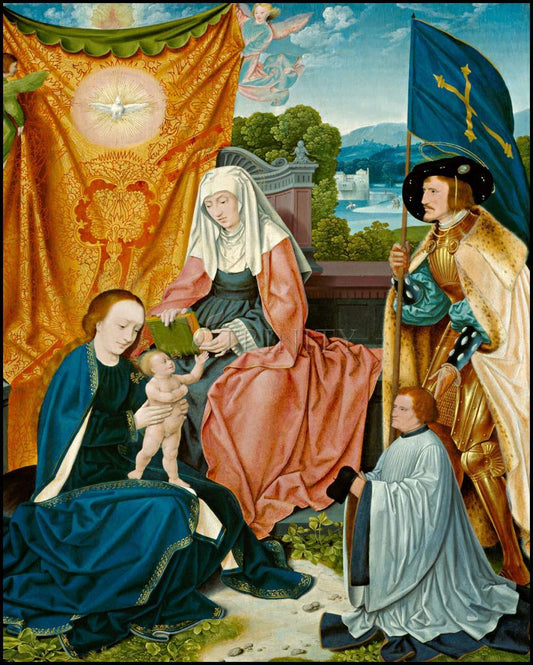 Mary and Child with Sts. Anne, Gereon, and Donor - Wood Plaque