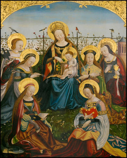 Mary and Child with Saints - Wood Plaque